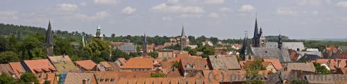 View of Quedlinburg from the observation deck at the castle