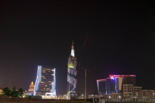 The Radisson Blu Hotel and Batumi Technology University (in the middle)