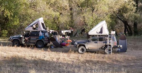 Tourists stop for the night near Vardzia.