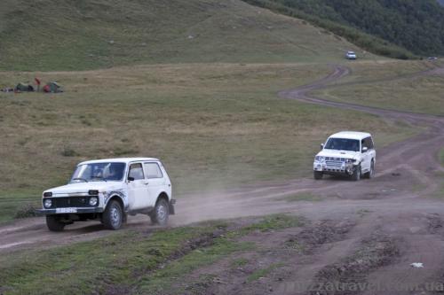 Taxi to the Trinity Church in Gergeti