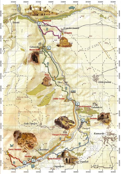 Map of Vardzia and the surrounding area