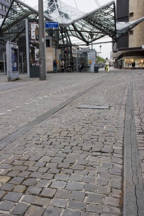 The tram went underground, but the rails remained.