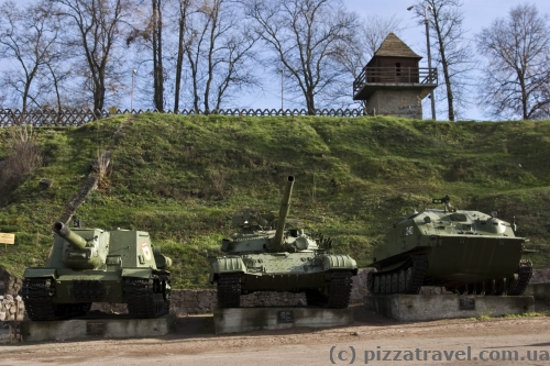 Military equipment near the Skelya (Rock) object in the Ostrovsky Park in Korosten