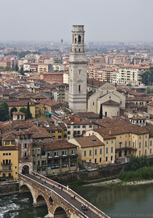 View of Ponte Pietra and the old city of Verona