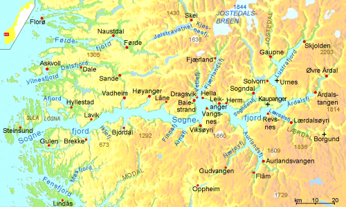 Map of the Sognefjord