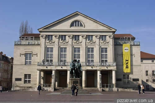 Theatre and monument to Goethe and Schiller in Weimar