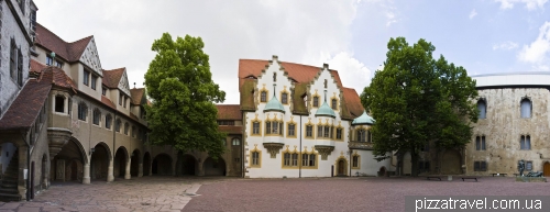 Courtyard of fortified palace Moritzburg in Halle