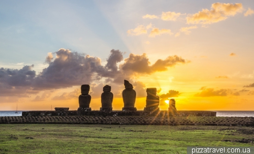 Sunset at Ahu Tahai