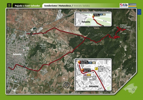 Map of the walking route to the monastery of San Salvador