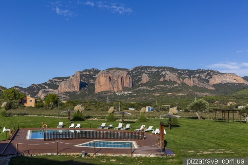 View of the cliffs of Mallos de Riglos from the hotel