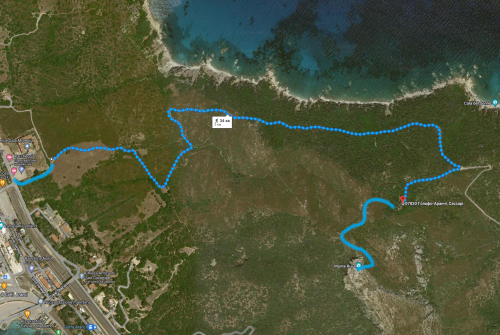 Map of the hiking trail to Mount Ruju (Monte Ruju)