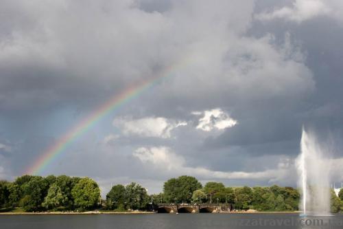 Rainbow over the Alster lake