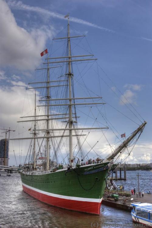 Sailboat on the waterfront in Hamburg