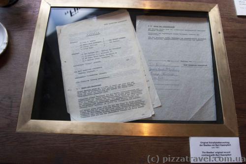 Original Beatles contract in the Beatles museum in Hamburg