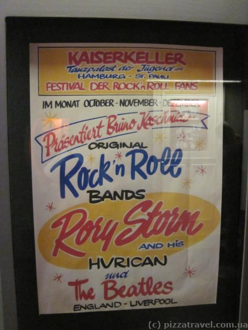 Poster about the Beatles' first performance in Hamburg