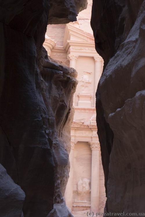 Famous view of the Treasury in Petra