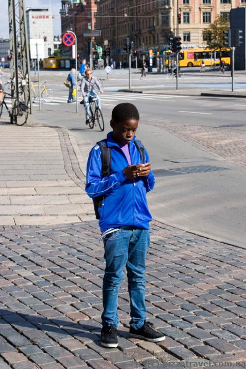 A boy on the street in Copenhagen