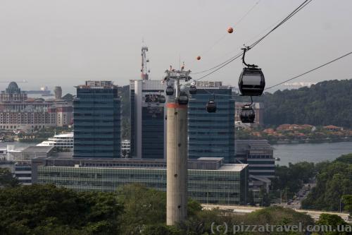 Cable car from Mount Faber to the Sentosa island
