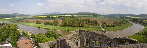 Panorama of the Weser river  from the top of the Everstein Castle